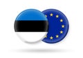 Estonia and EU circle flags. 3d icon. European Union and Estonian national symbols. Vector